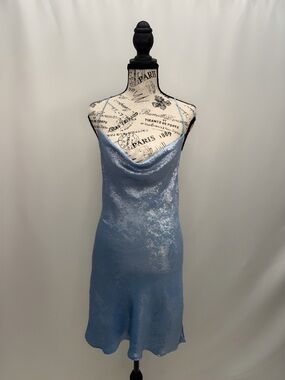Zara Shimmery Light Blue Slip Dress